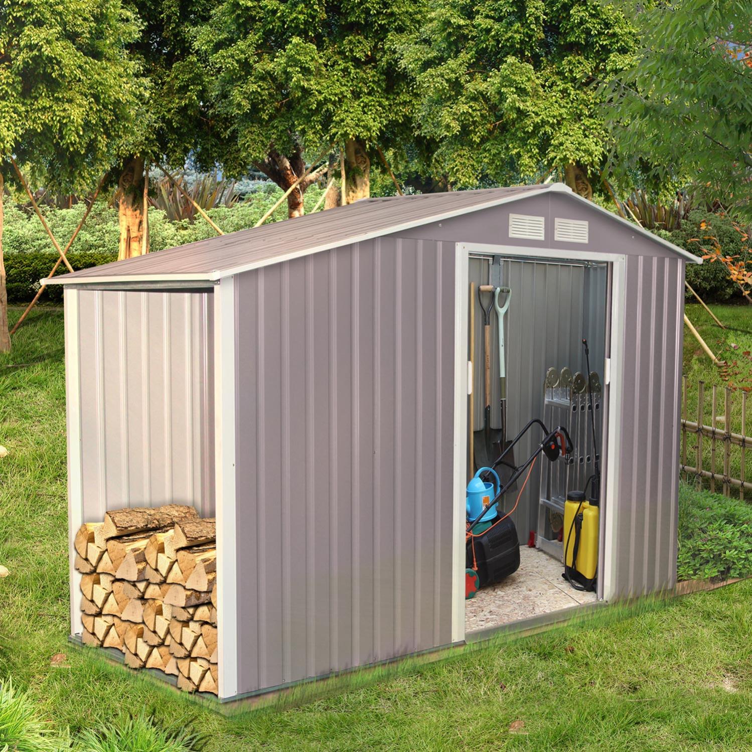 Ventoux 3 53 M Abri De Jardin Avec Abri Buches En Acier Anti Corrosion Gris Leroy Merlin