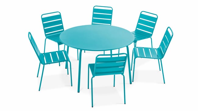 Table De Jardin Ronde Et 6 Chaises En Metal Leroy Merlin