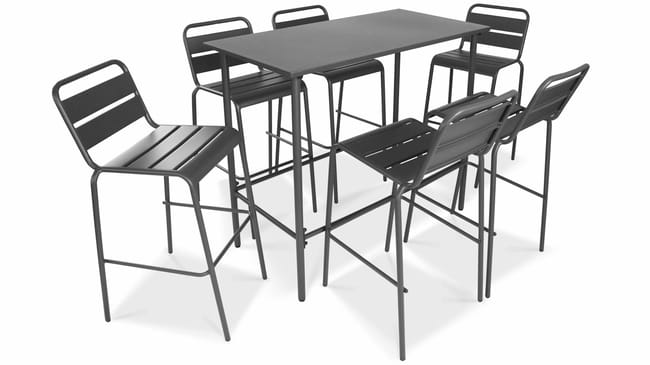 Table Haute De Jardin En Metal Et 6 Tabourets Palavas Leroy Merlin