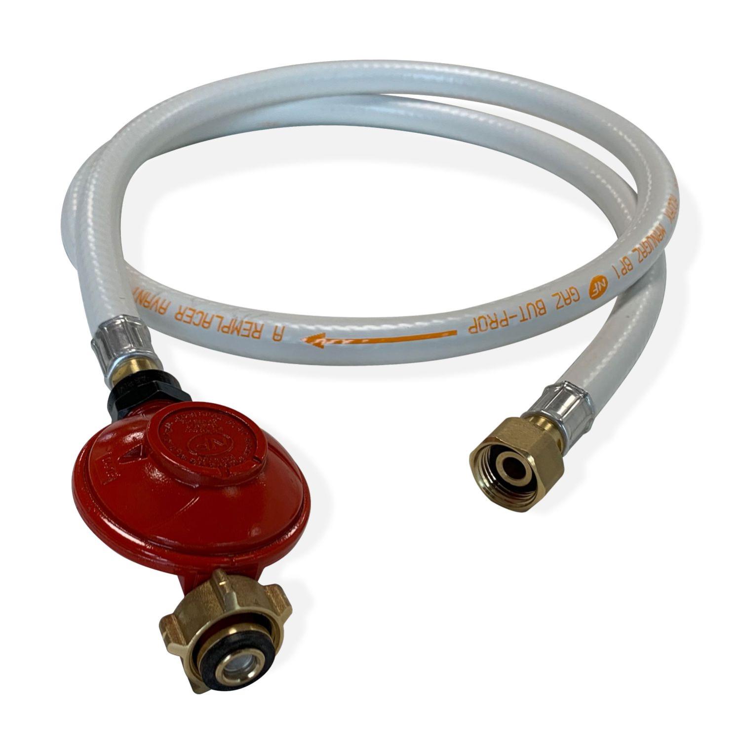Kit Tuyau Flexible De Gaz 1,5 M À Embouts Mécaniques + Détendeur Propane 37mbar 1,5kg/h Normes Kit Tuyau Flexible De Gaz 1,5 M À Embouts Mécaniques + Détendeur Propane 37mbar 1,5kg/h Normes