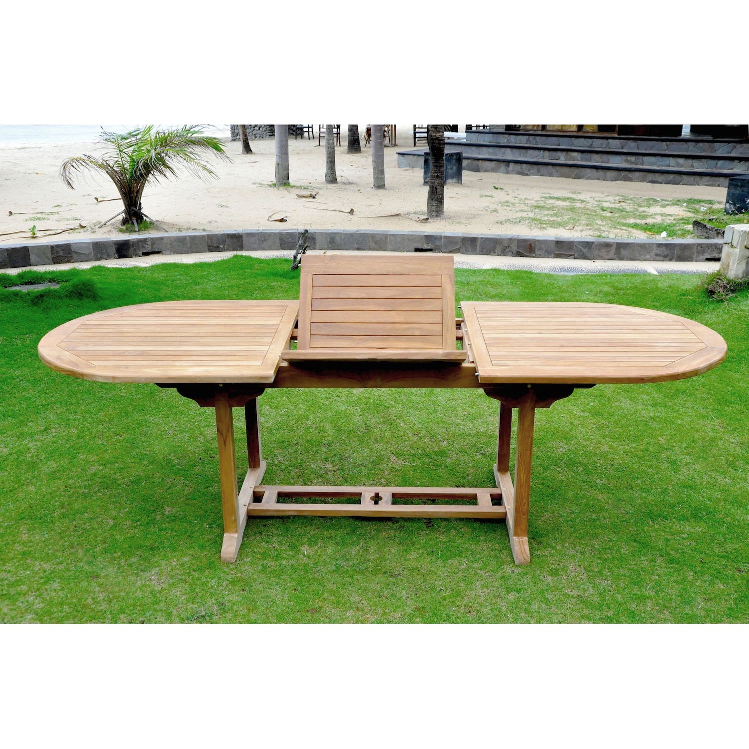 Table Kajang 10 : Table De Jardin Ovale Extensible En Teck Brut 10 Personnes | Leroy Merlin
