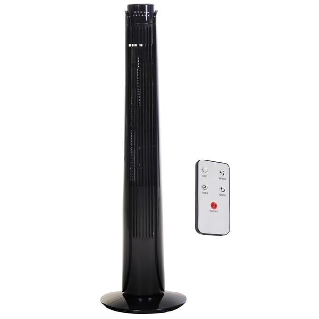 Ventilateur Colonne Tour Oscillant 50 W Avec Telecommande Noir