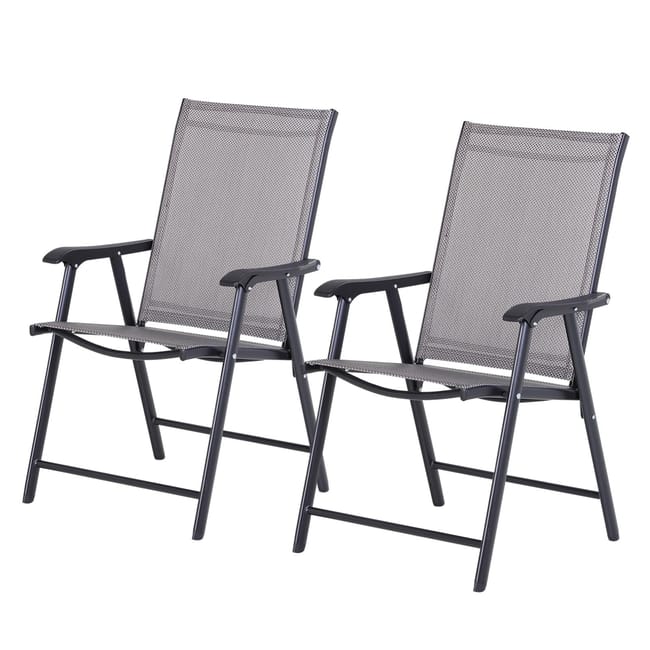 Lot De 2 Chaises De Jardin Pliantes Avec Accoudoirs Métal Époxy