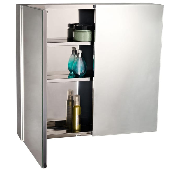 Armoire Miroir Murale Rangement Salle De Bain Acier Inox Leroy