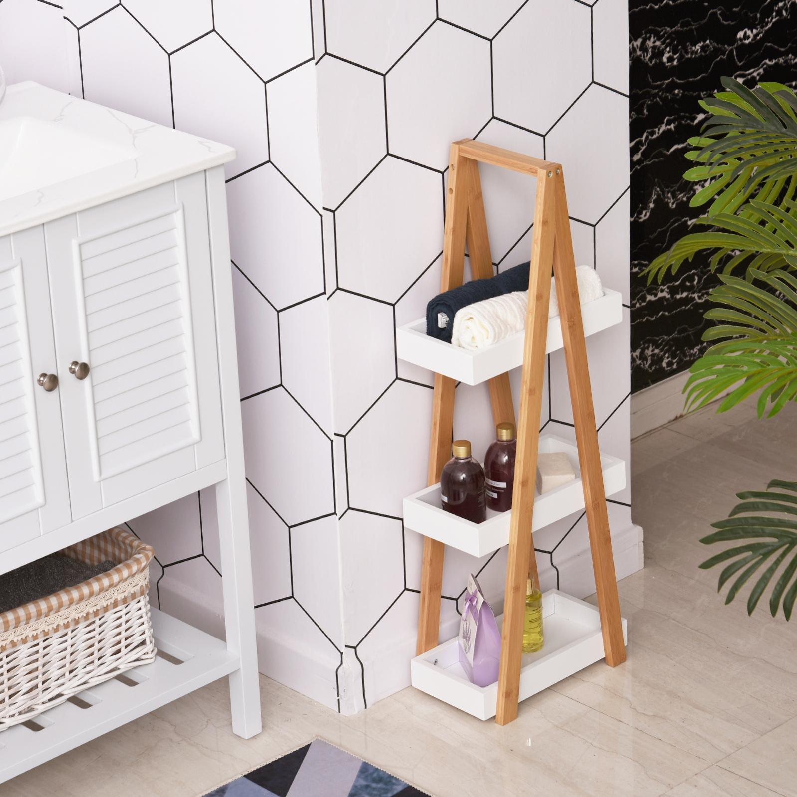 étagère Salle De Bain Bois Etagère Salle De Bain Bambou 3 Paniers | Leroy Merlin