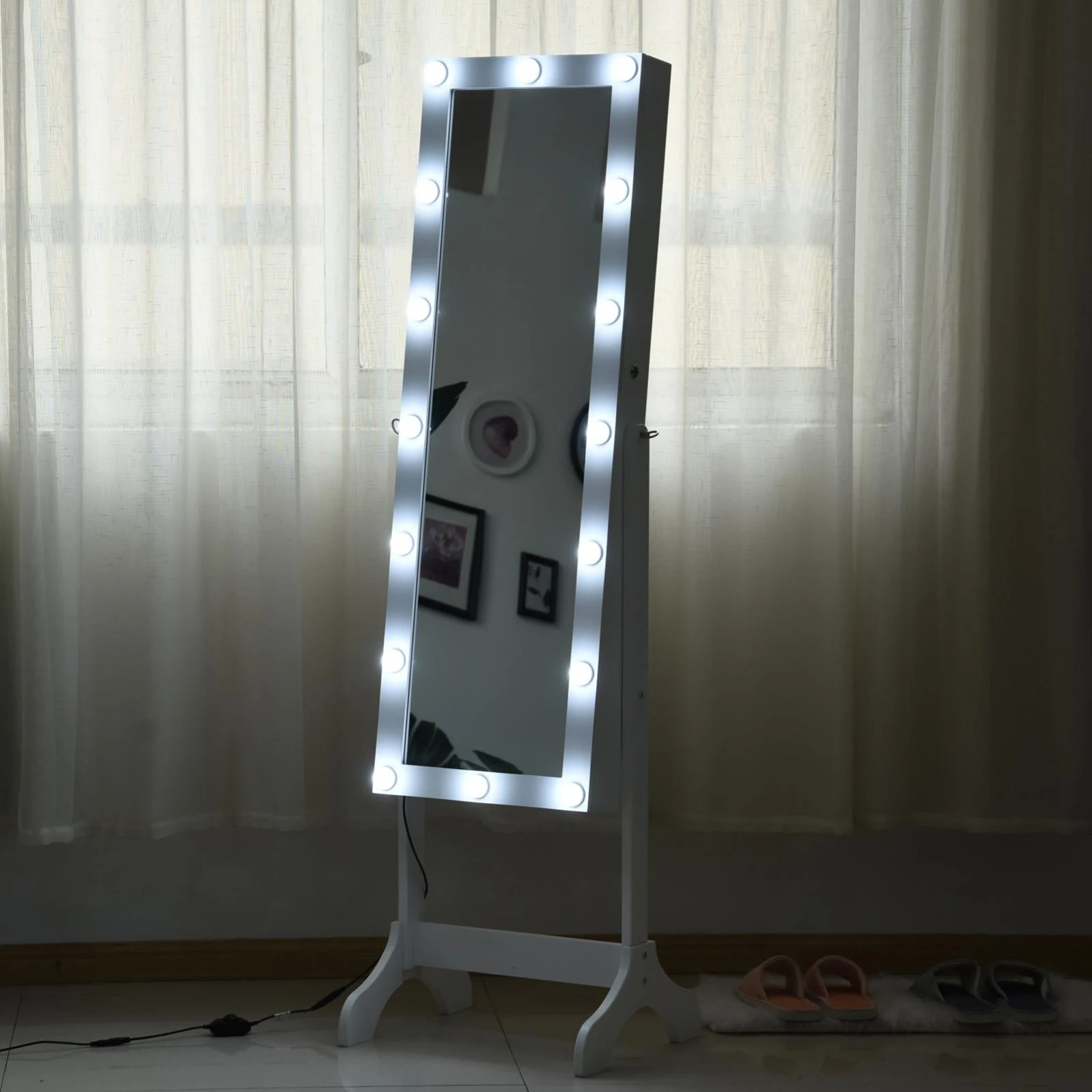 Armoire À Bijoux Sur Pied Miroir Éclairage Led Blanc | Leroy Merlin