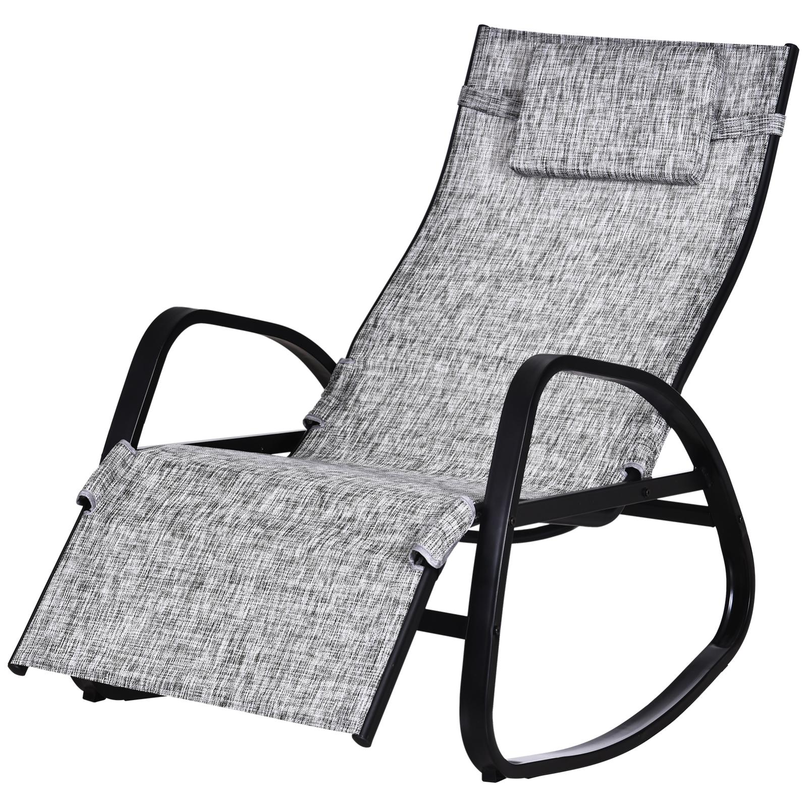 Chaise Longue A Bascule Pliable Dossier Inclinable Reglable Metal Textilene Gris Chine Leroy Merlin
