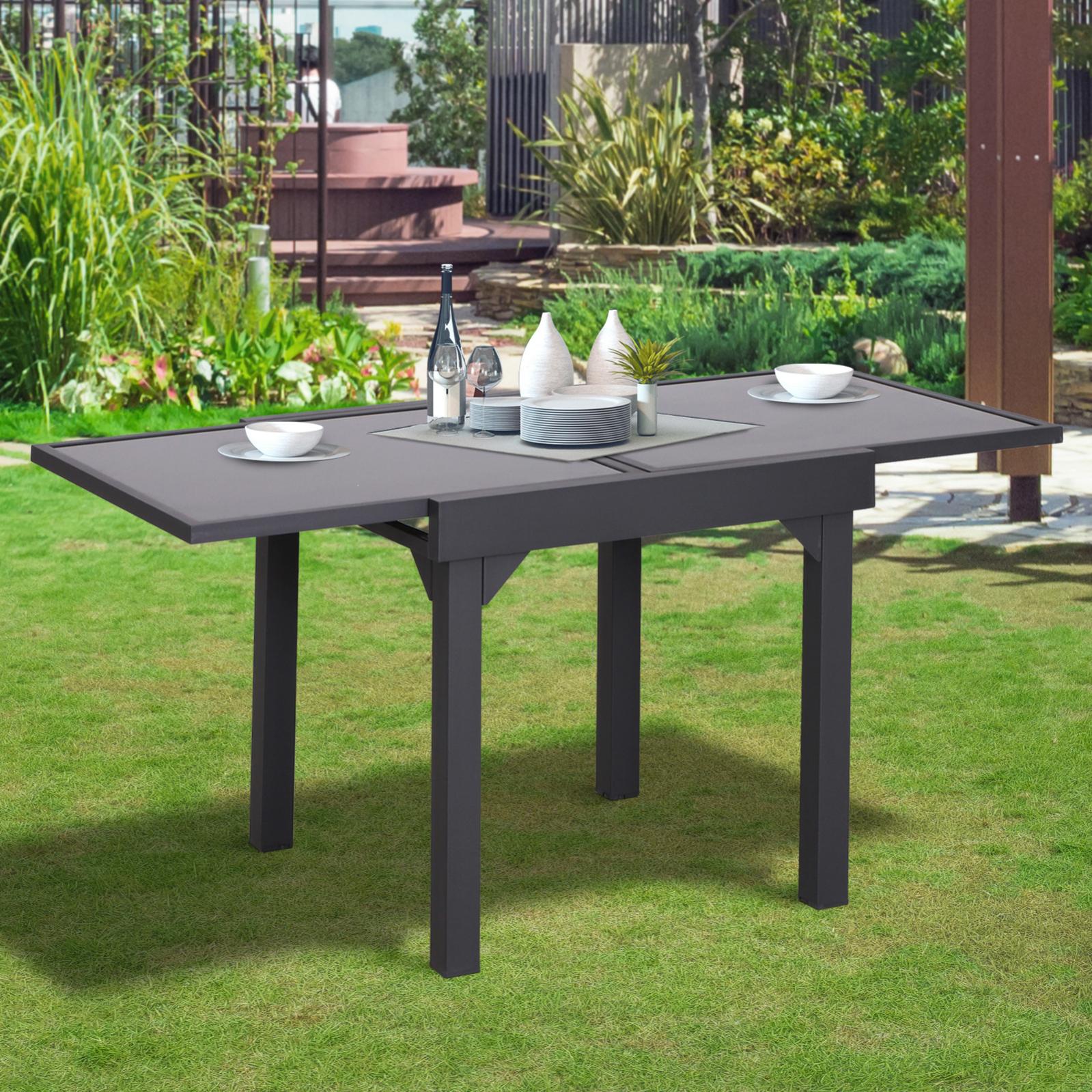  Table  Extensible De Jardin Grande  Taille  Gris Noir Leroy 