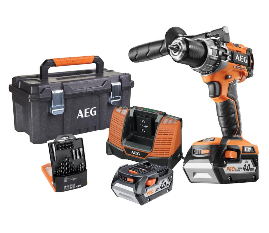 Perceuse Visseuse A Percussion Sans Fil Aeg 18v 4 Ah 2 Batteries Bsb18c2bl 402tb Leroy Merlin