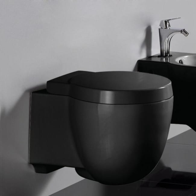 Wc  Suspendu Compact Avec Abattant C ramique Noir    Wc  Suspendu Compact Avec Abattant C ramique Noir