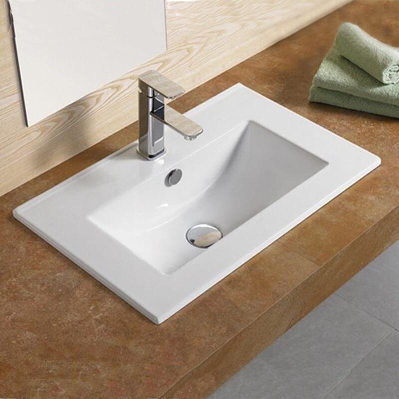 vasque encastre lavabo evier salle de bain en ceramique blanc 710 x 465 x 175 mm leroy merlin