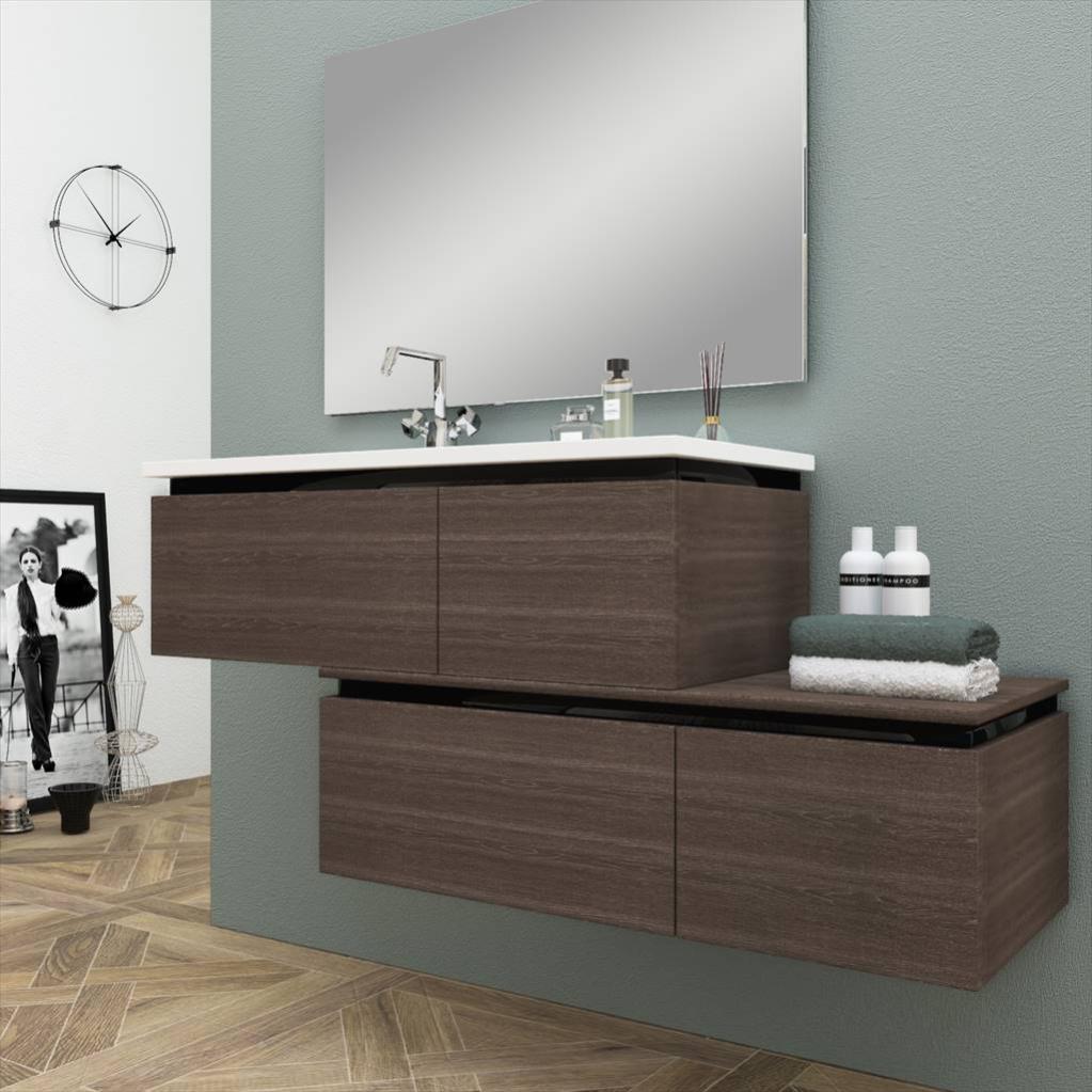 Meuble Simple Vasque L 100 X H 30 X P 45 Cm Chene Fonce Avril Leroy Merlin