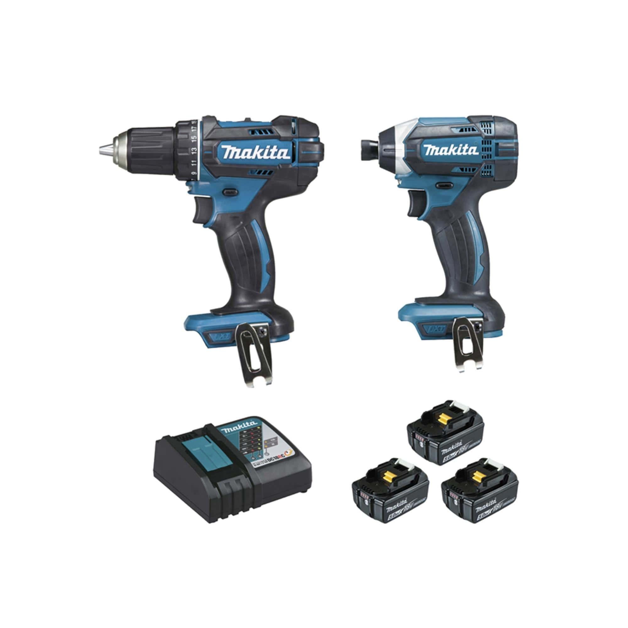 Ensemble De 2 Machines Makita Dlx2127tj1 18v 5 0ah Perceuse Visseuse Ddf482 Visseuse A Chocs Dtd152 Leroy Merlin