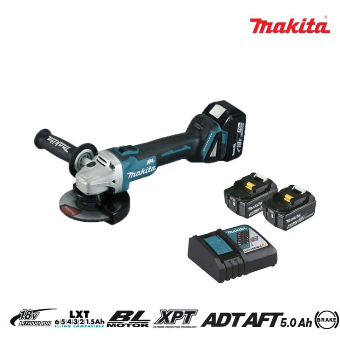 Meuleuse Brushless Makita 18v 125mm 2 Batteries Bl1850 5 0ah 1 Chargeur Rapide Dc18rc Dga506rtj Leroy Merlin