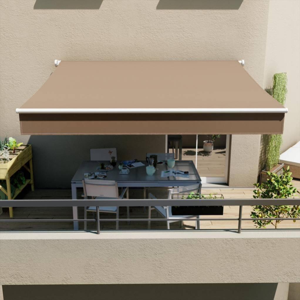 Store Banne Manuel Calima 3 95x3 M Armature Blanche Toile Brun Taupe Leroy Merlin