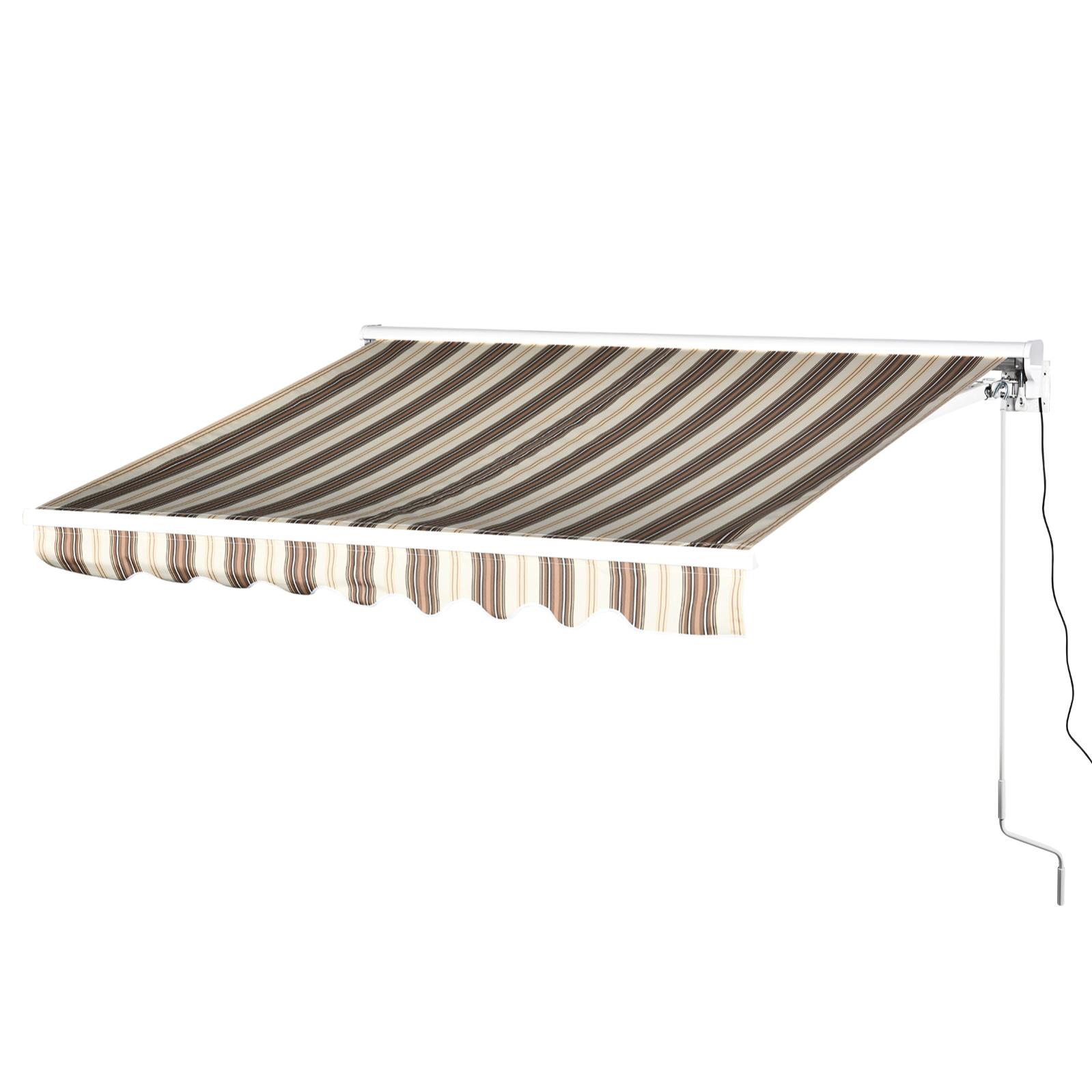 Store Banne Electrique Manuel Retractable Alu 2 45l X 2 0l M Marron Beige Raye Leroy Merlin