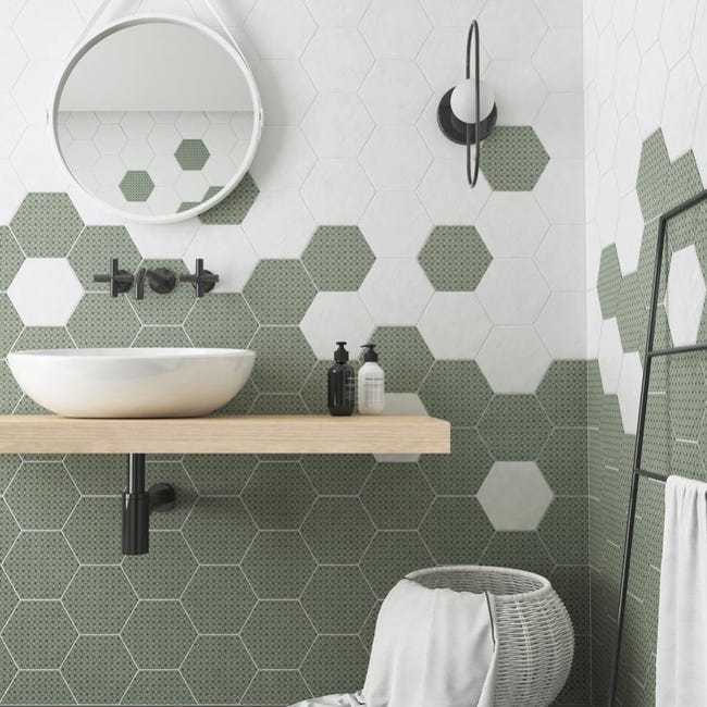 carrelage mur et sol forte uni vert emaille l 17 5 x l 20 cm bloom leroy merlin