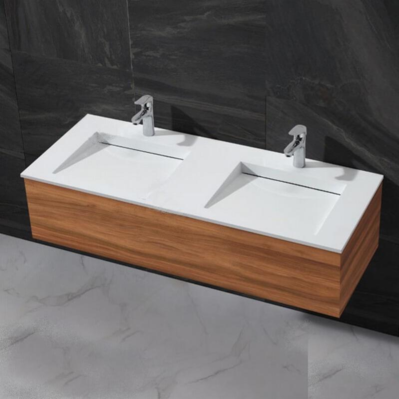 Lavabo Double Vasque A Encastrer Solid Surface Blanc Mat 120x50 Cm Duo Leroy Merlin