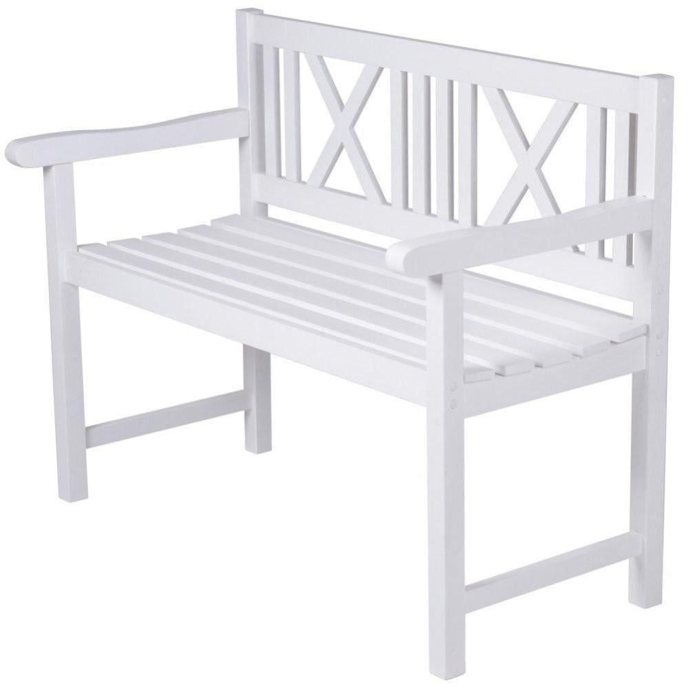 Bancs De Jardin Blanc En Bois 108 Cm Mobilier De Jardin 2201045 Leroy Merlin