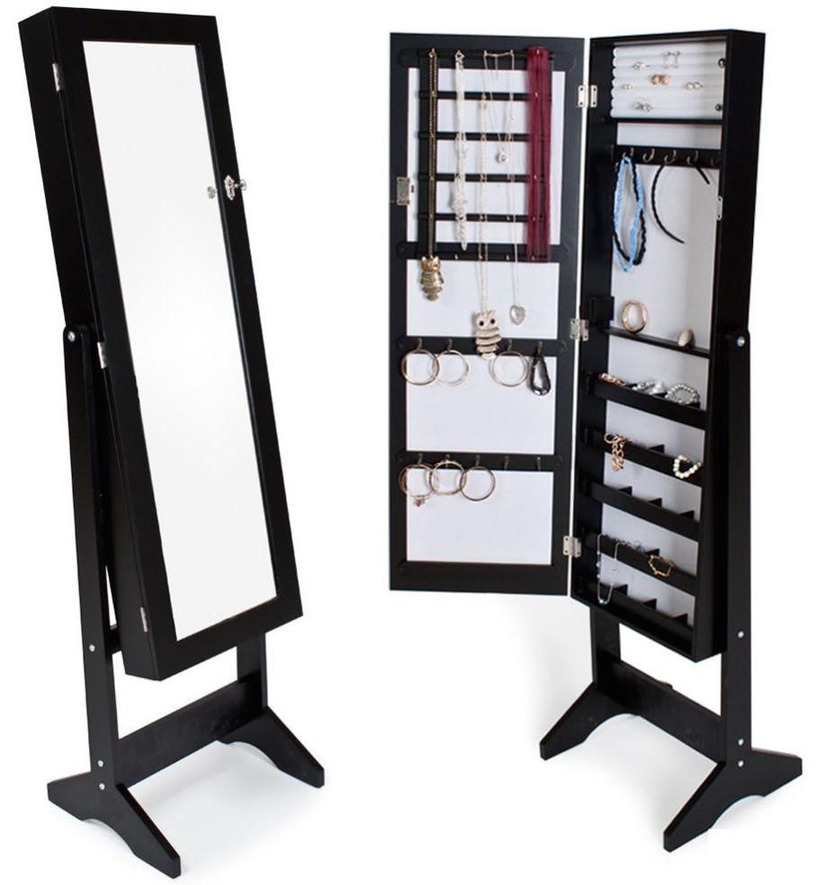 Armoires Meuble Placard A Bijoux Bois Noir Miroir Chambre Dressing 1408003 Leroy Merlin