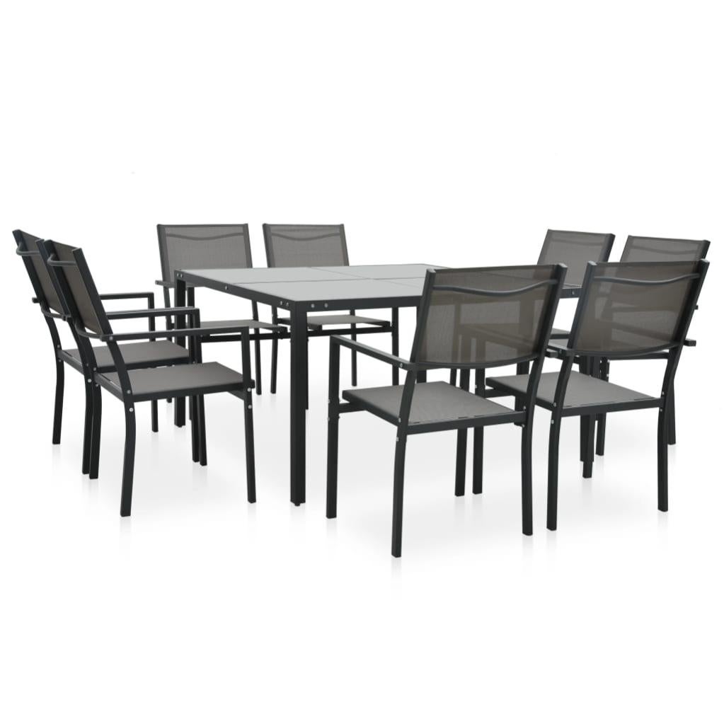 Mobilier De Salle A Manger D Exterieur 9 Pcs Acier Gris Fonce Vidaxl Leroy Merlin