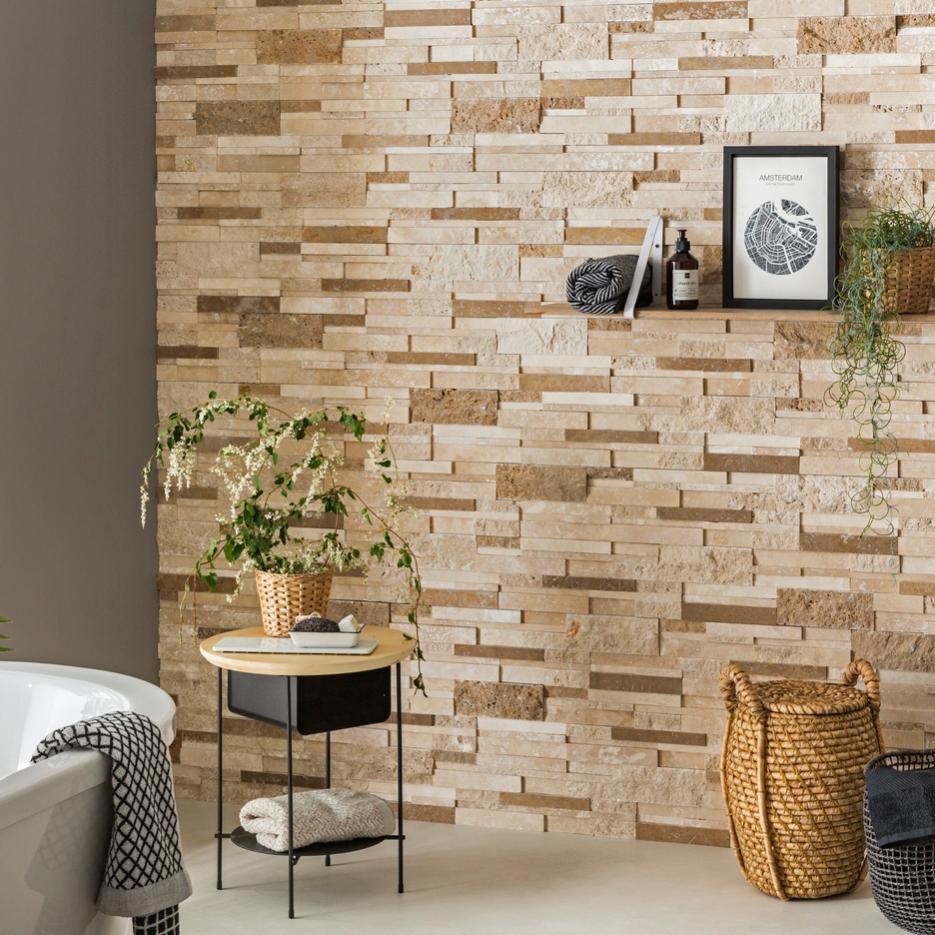 Plaquette De Parement Pierre Naturelle Effet Marbre Beige Marron 0 54 M Score Global