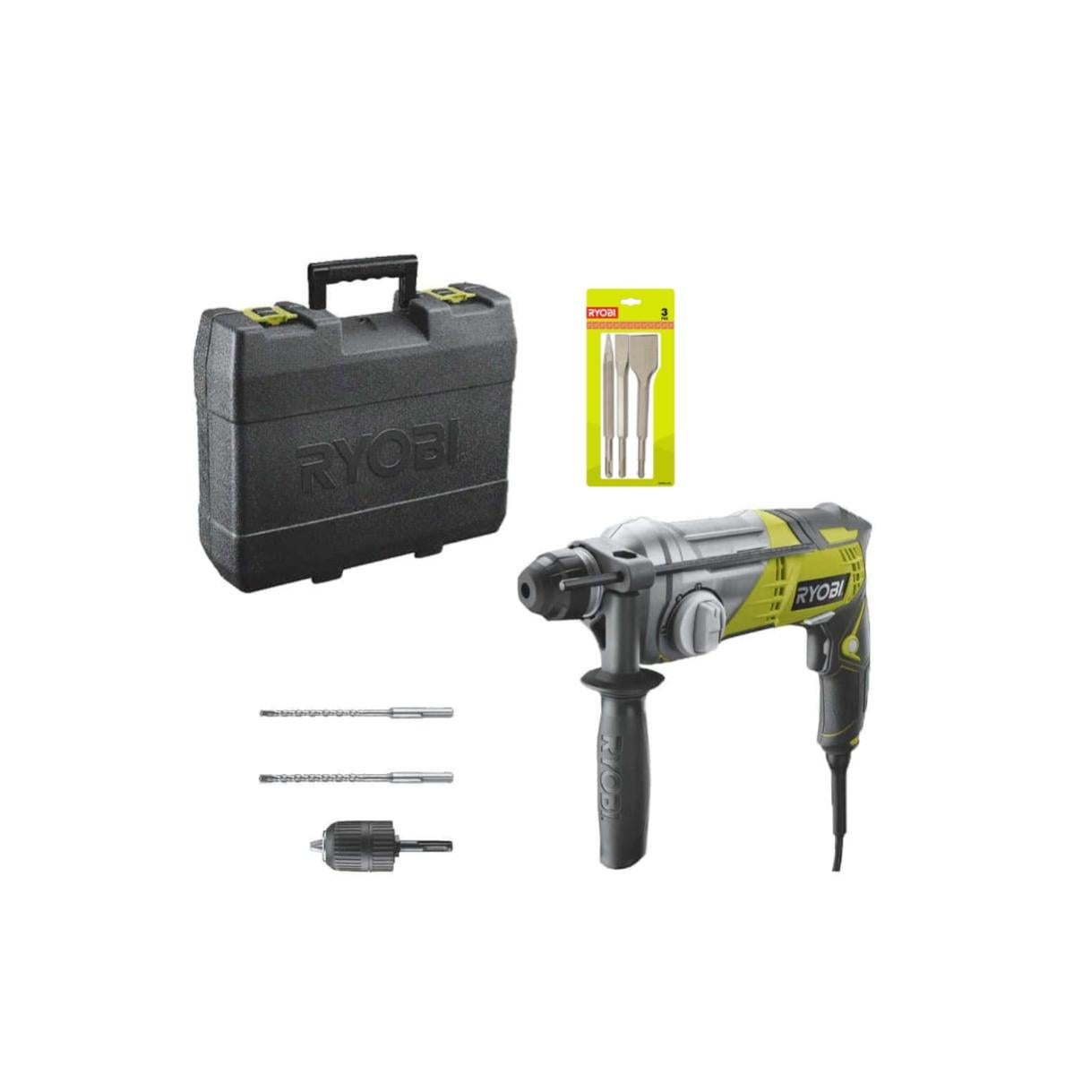 Pack Marteau Perforateur Ryobi Sdsplus 680 W Rsds680 Ka2 Kit 3 Burins Sds Rioby 1 Pointe 1 Plat 1 Beche Rakspc03 Leroy Merlin