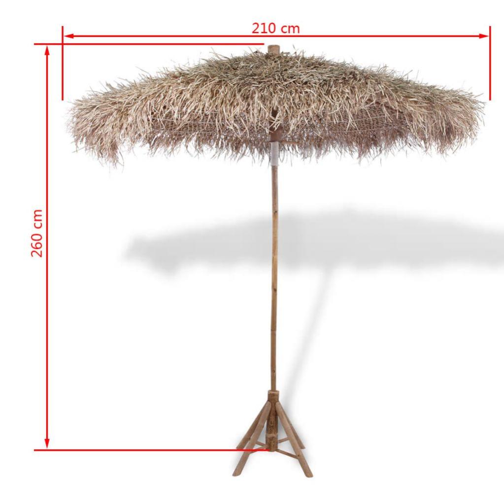  Parasol  En Bambou  Avec Toit En Feuille De Bananier 210 Cm 