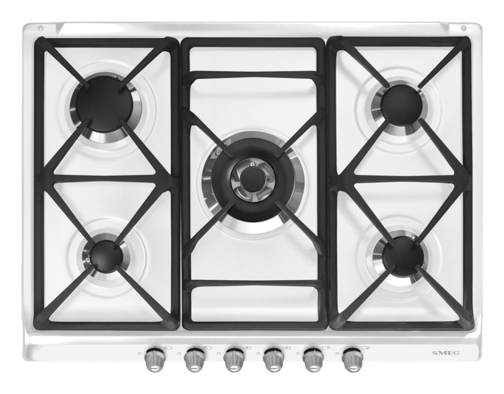 Plaque de cuisson gaz 5 foyers, blanc, SMEG Sr775bs1 Leroy Merlin