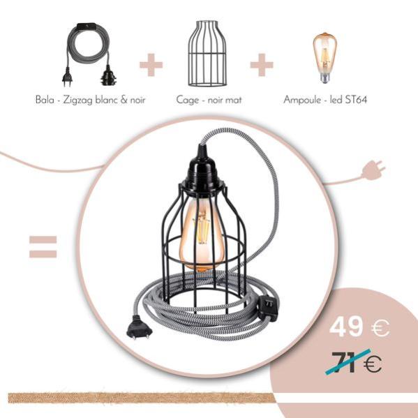 Baladeuse Led Leroy Merlin - Kit Suspension Luminaire Fil Electrique Tissu Bala Abat Jour Cage Ampoule Led E24 Baladeuse Deco Noir Hoopzi Leroy Merlin