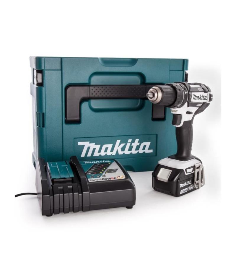 Makita Perceuse Visseuse A Percussion Dhp482rfwj1 Avec 1 Batterie 18v 3ah Li Ion Leroy Merlin