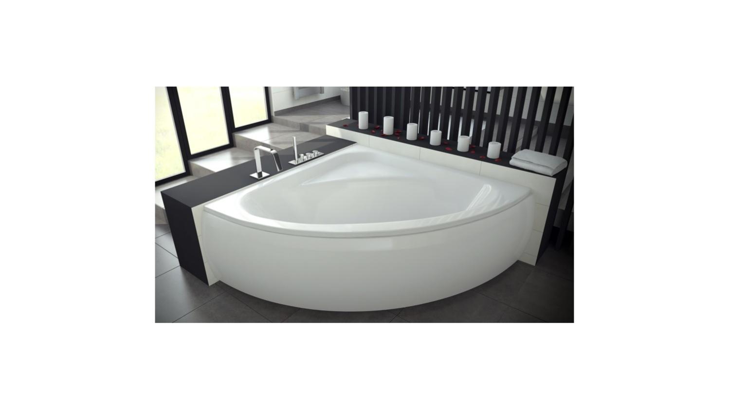 Baignoire-D'angle-Venezia-148x148-Cm-Avec-Tablier-|-Leroy-...