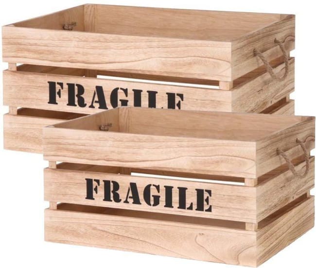 cagette en bois brut fragile lot de 2 the home deco factory leroy merlin