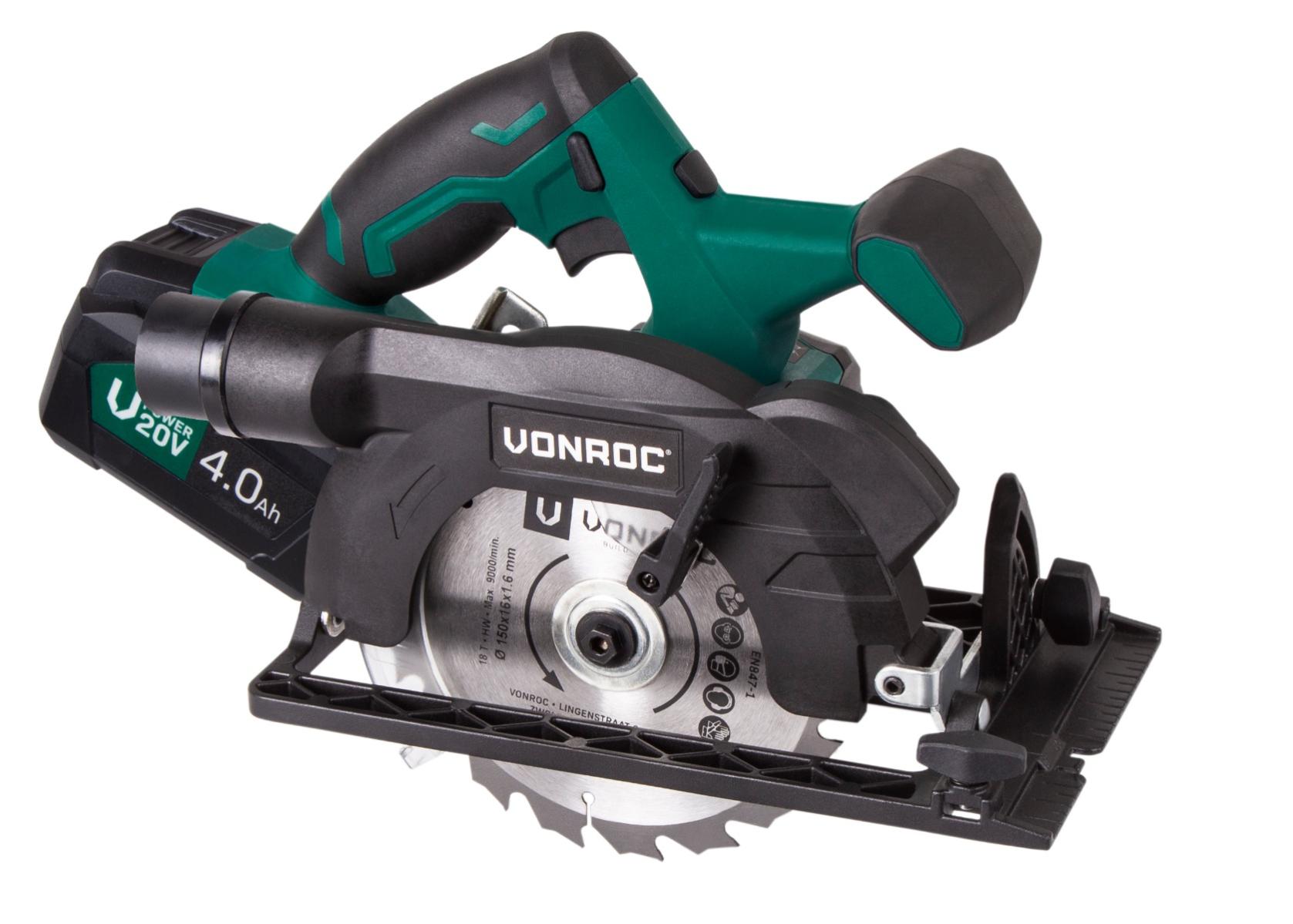 Scie Circulaire Sans Fil Vpower 20v Avec 1 Batterie 4 0ah Chargeur Rapide Lame De Scie Guide Parallele Inclus Leroy Merlin