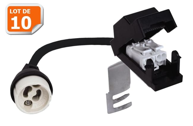 Lot De 10 Douilles Gu10 Avec Avec Connecteur Rapide Sans Outil Leroy Merlin