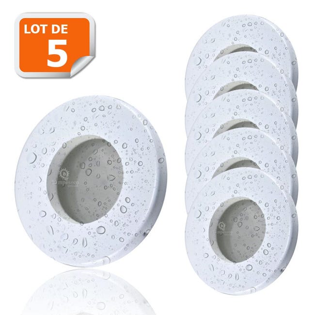 5x Spots Led Encastrables Blanc Etanche Ip44 Pour Salle De Bain Blanc Chaud Leroy Merlin