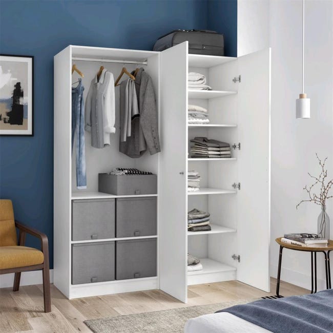 Armoire dressing blanc semi-fermé H.200 x l.160 x P.45 cm Home | Leroy Merlin dressing 1m30