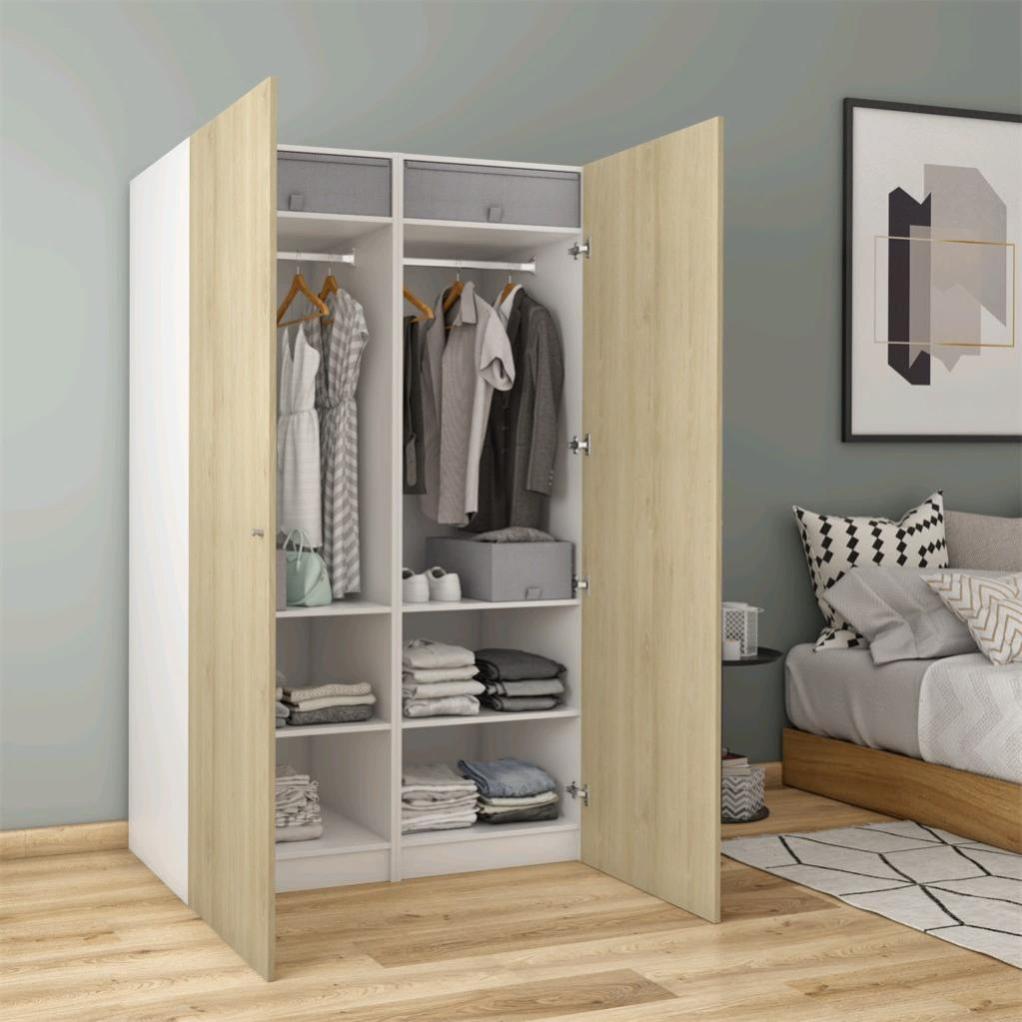 Armoire Penderie Blanc H 200 X L 120 X P 60 Cm Home Leroy Merlin