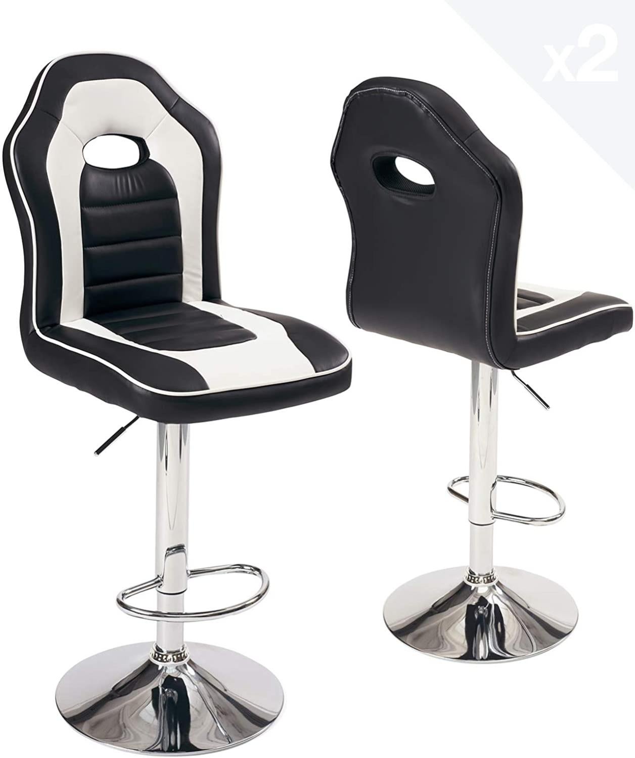 Chaise De Bar Racing Beni Noir Blanc Lot De 2 Leroy Merlin