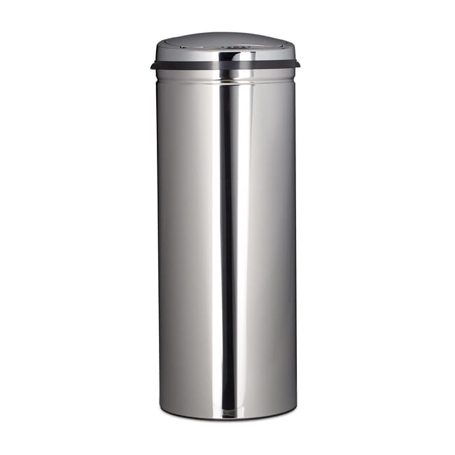 Poubelle En Inox 50 Litres Bac A Ordures En Metal 80 Cm De Hauteur 30 Cm De Diametre Couvercle Rond Argente 13 0002329 Leroy Merlin