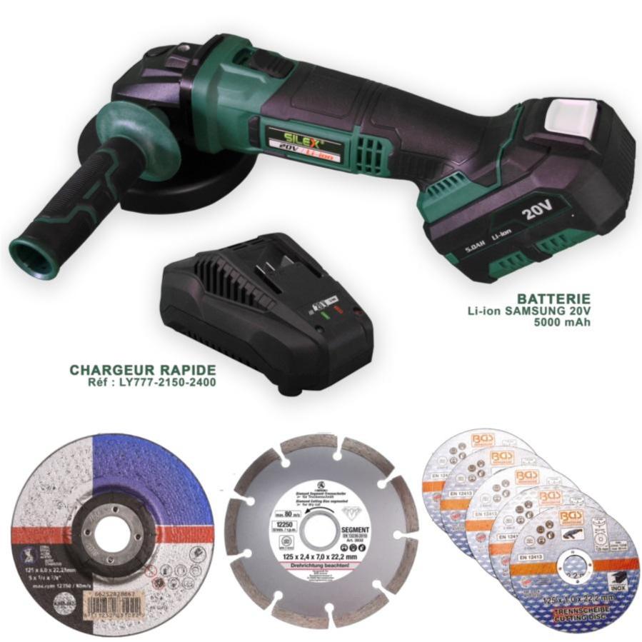 Meuleuse D Angle Sans Fil Silex Batterie Li Ion 5ah Samsung 7 Disques Leroy Merlin