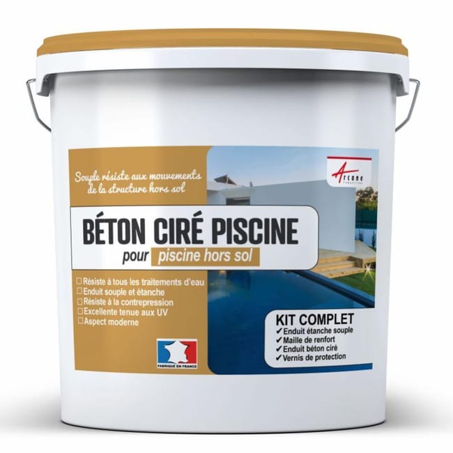 Beton Cire Piscine Hors Sol Kit Complet Enduits Haute Resistance Lin Beige Kit De 32m Arcane Industries Leroy Merlin