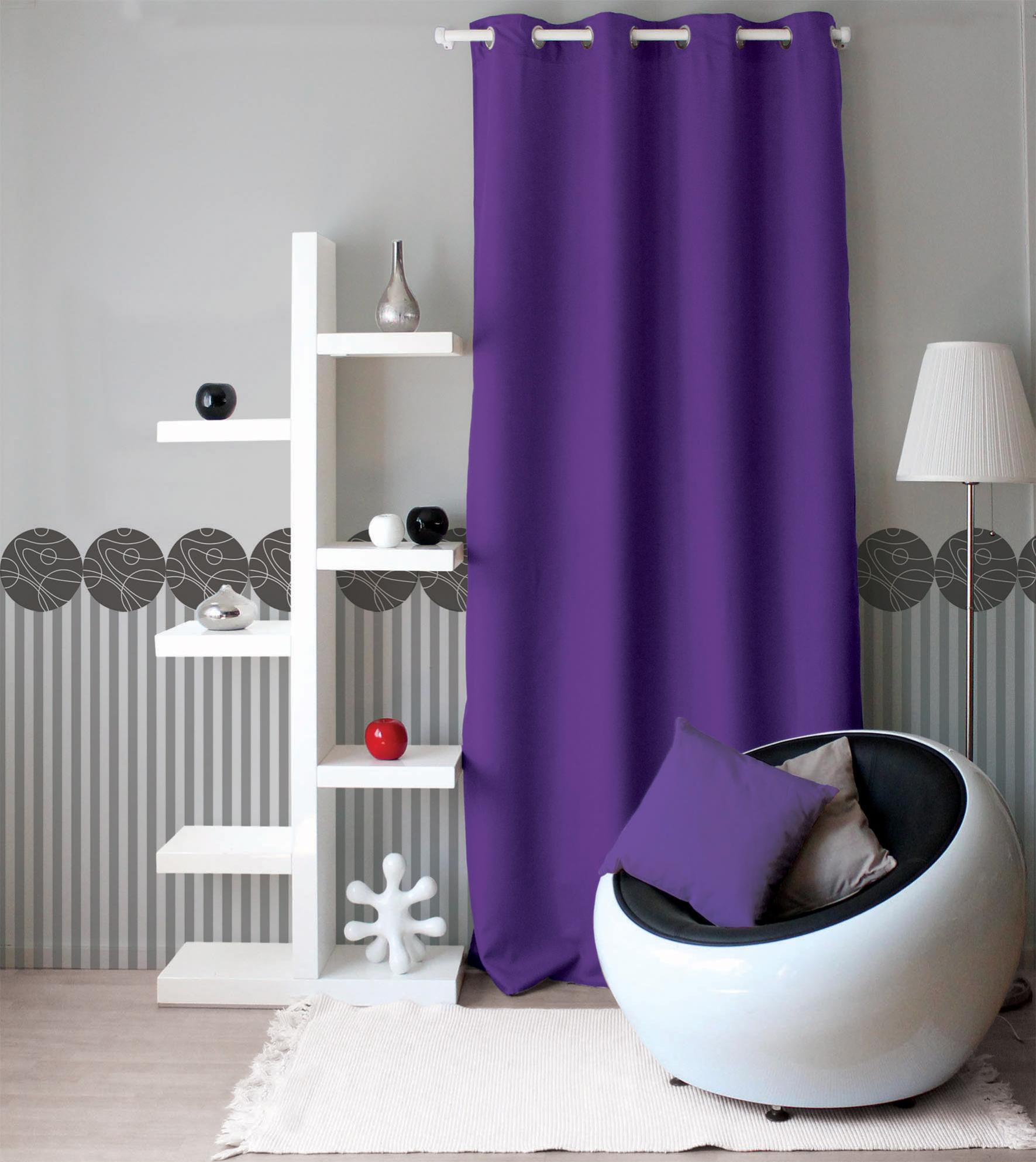 rideau salon violet