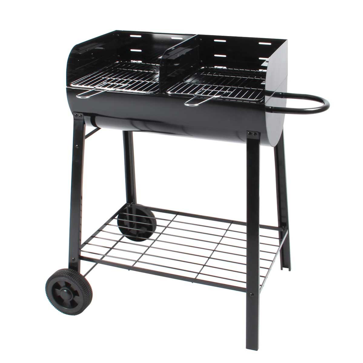 Barbecue À Charbon De Bois Séparé En 2 Foyers - Noir - 82 X 55,5 X 88,5 ...