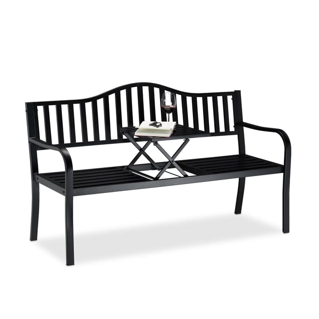 Banc De Jardin Exterieur 2 Places 150 Cm Avec Table Pliante Acier Noir 13 0000355 Leroy Merlin Banc De Jardin Exterieur 2 Places 150 Cm Avec Table Pliante Acier Noir 13 0000355 Leroy Merlin