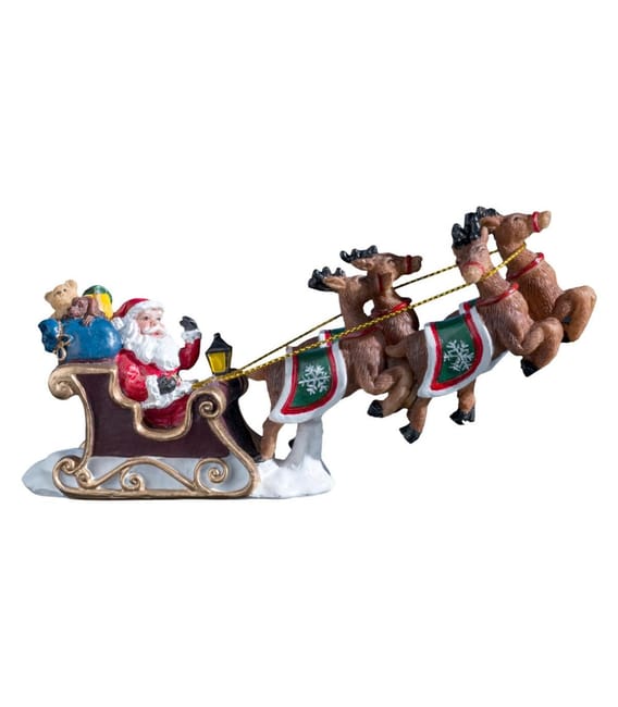 Accessoire Pour Village De Noel Pere Noel Sur Son Traineau L 15 5 Cm Leroy Merlin