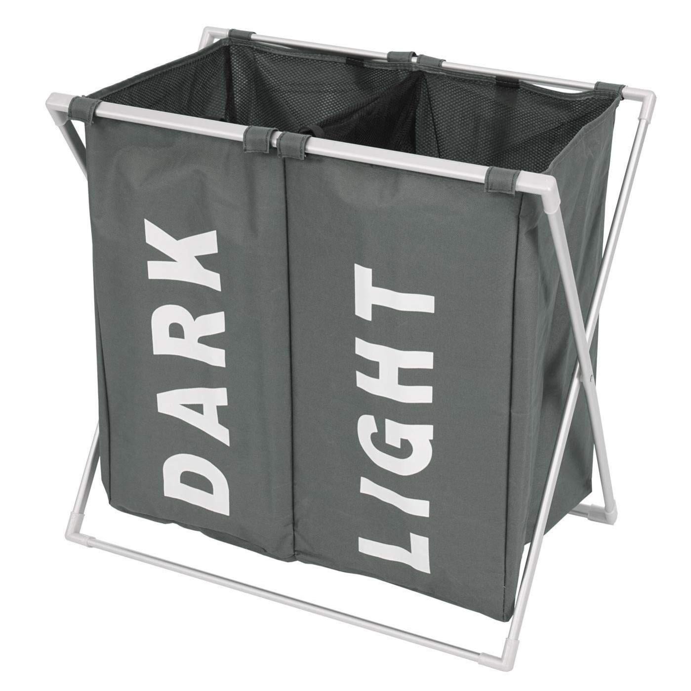 Panier A Linge En Tissu Gris 2 Compartiments Separateur De Couleur Dec Leroy Merlin