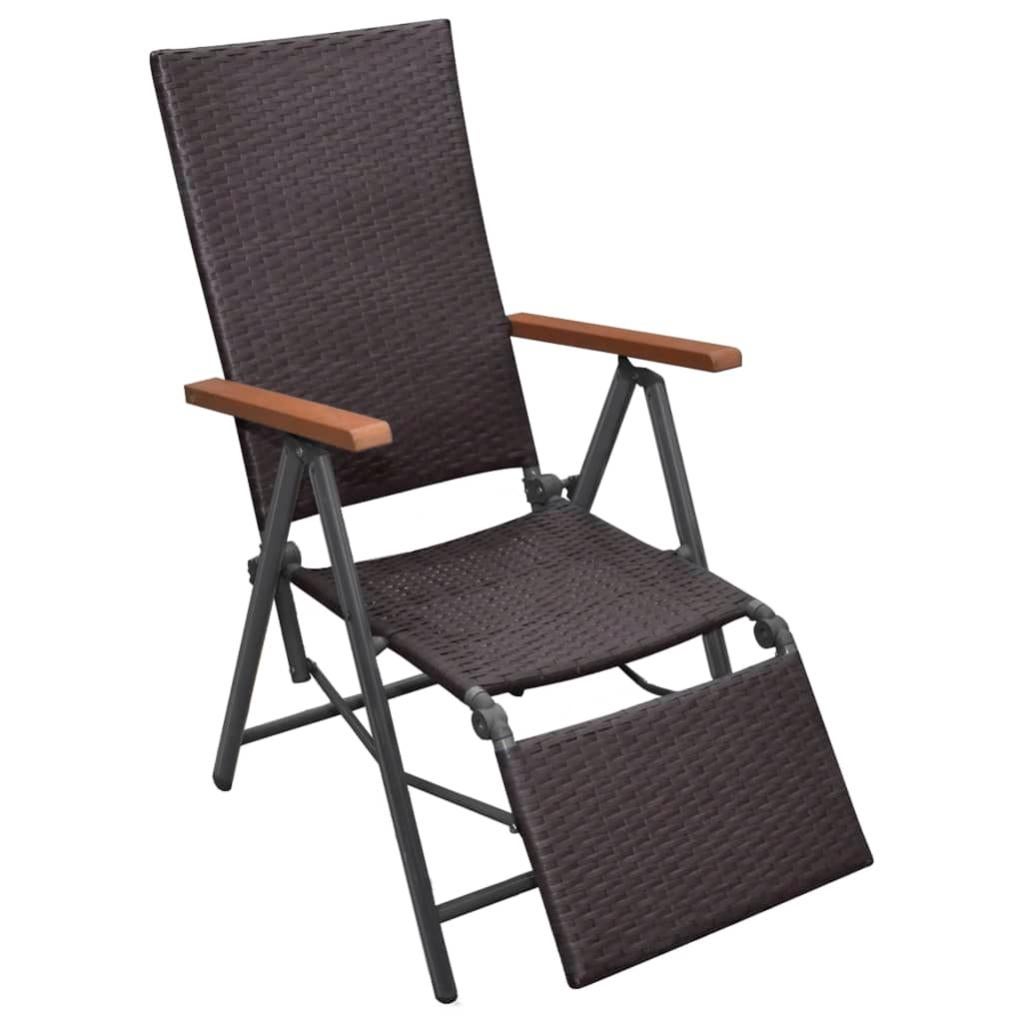 Chaise Inclinable De Terrasse Résine Tressée Marron Vidaxl | Leroy Merlin