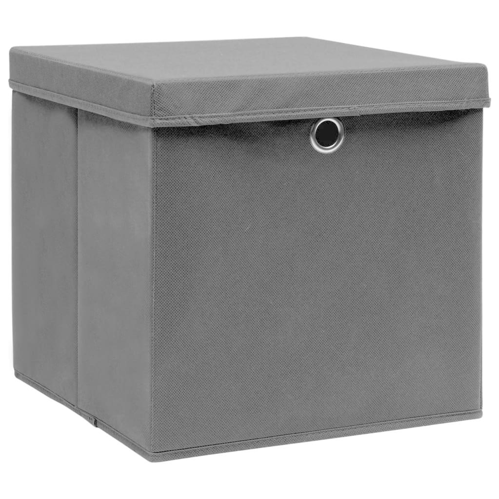 Boite De Rangement Tissu Avec Couvercle Boîtes De Rangement Avec Couvercle 4 Pcs Noir 32x32x32 Cm Tissu Vidaxl