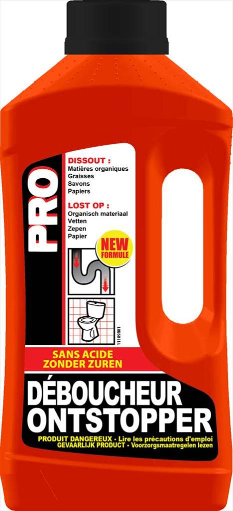 Déboucheur pro pour canalisation de WC industriel sans acide, 1L, BEVIL ...